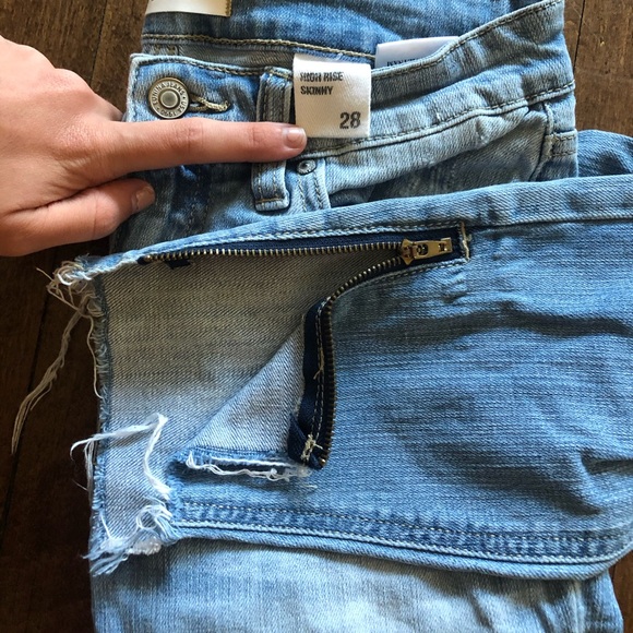 Light Ripped Jeans with Side Zippers - Picture 2 of 3